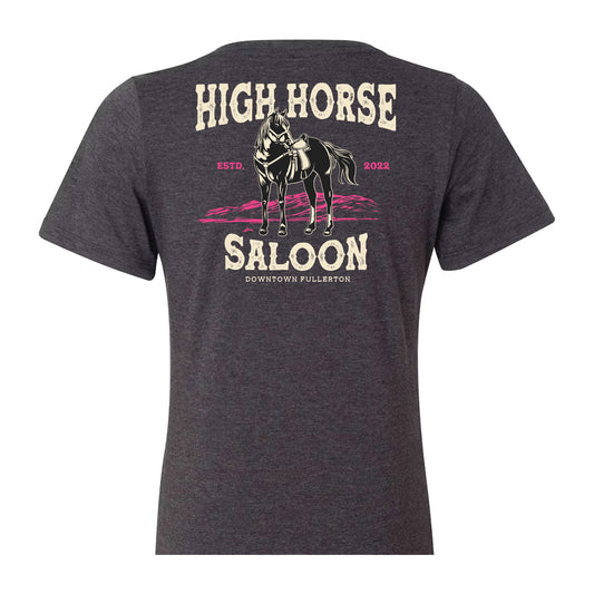 High Horse Charcoal and Pink V-Neck
