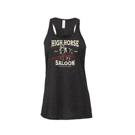Women's Charcoal High Horse Saloon Racerback Tank